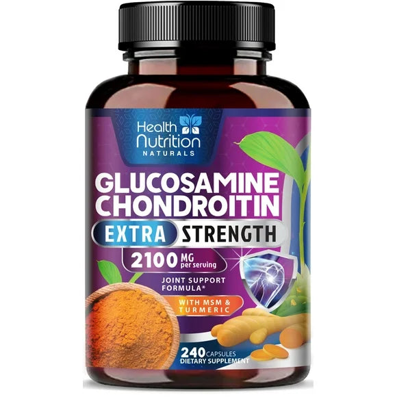 Glucosamine Chondroitin MSM Complex 2100mg Joint Support Supplement with Turmeric & Boswellia 240 Capsules P357