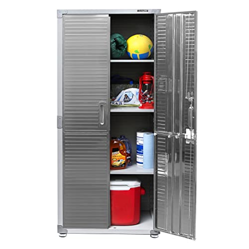 Solid Steel Lockable Metal Storage Cabinet with Adjustable Shelves, 48" W x 24" D x 72" H P15761