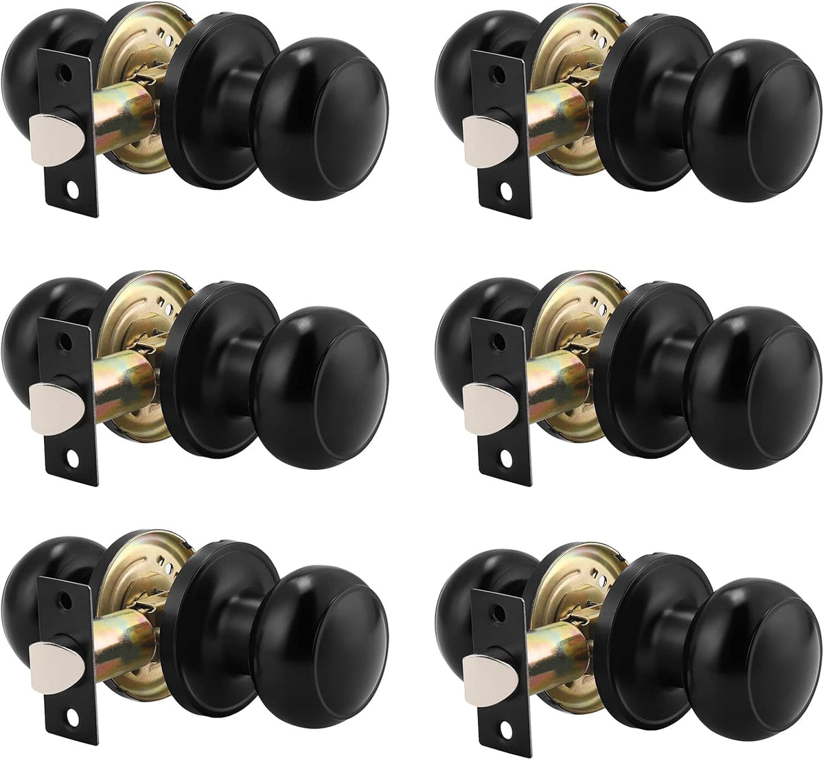 Black Round Passage Door Knob (3 Pack) F7025