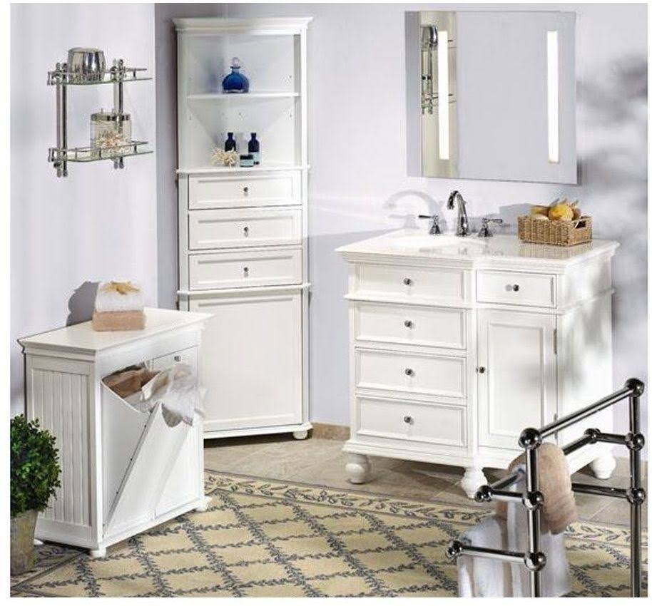 White 3 Drawer Linen Bath Cabinet T791