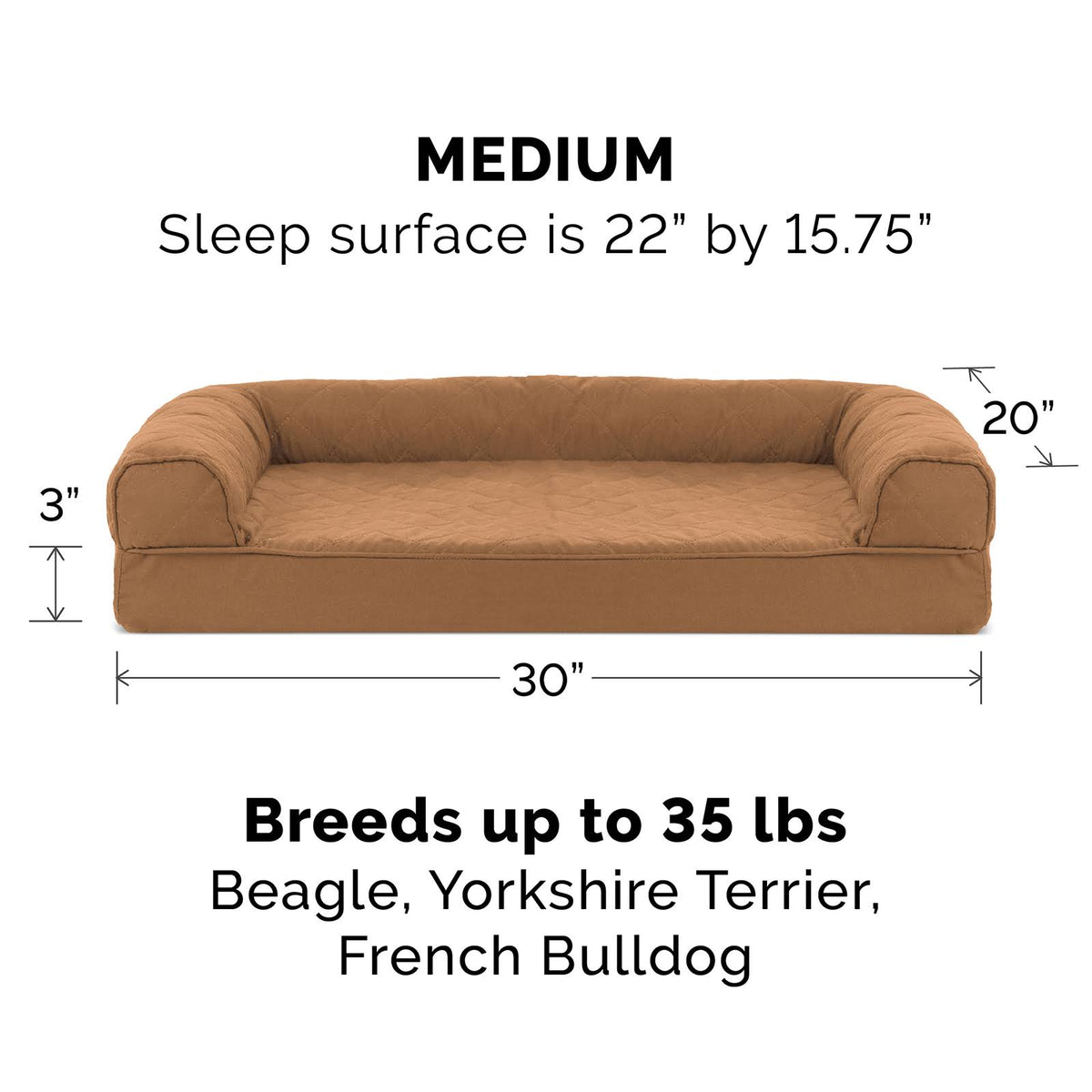 Quilted Cooling Gel Foam Sofa Dog Bed F339