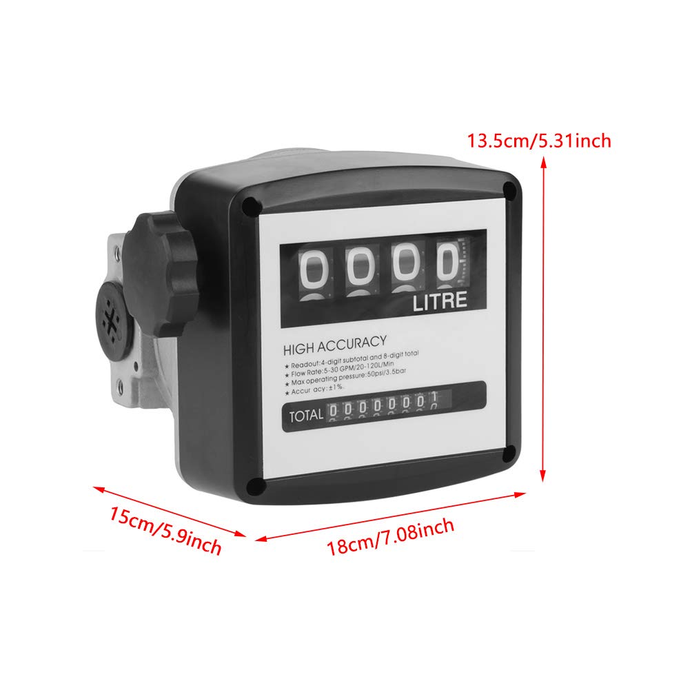 Digital Aluminum Flow Meter with 4-Digital Batch Display Pack of 2 E814983