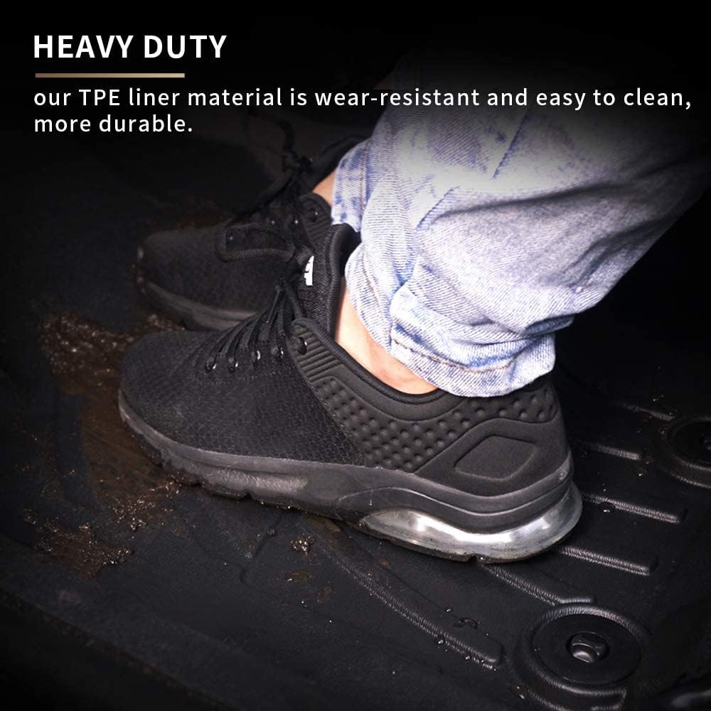 Heavy Duty Black TPE All Weather Car Floor Mats, 1st & 2nd Row Full Set H2262