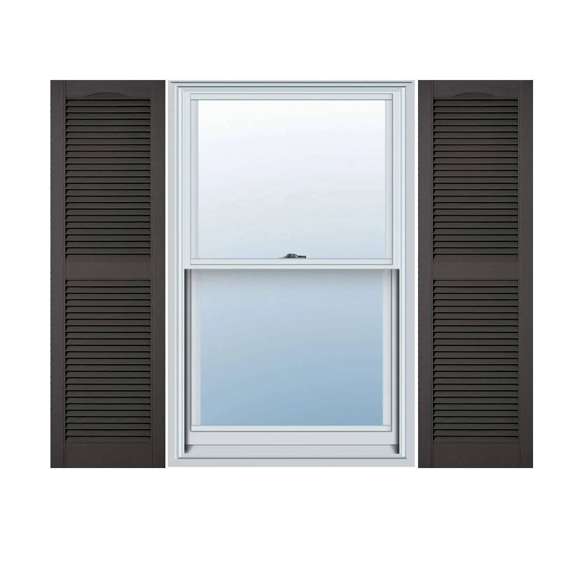 Vinyl Cathedral Top Open Louver Shutters Z41251