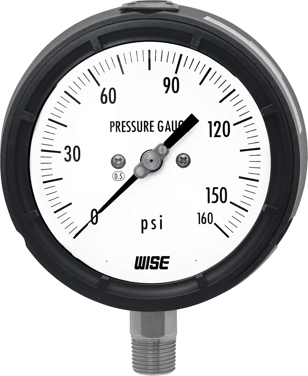 Solid Front Pressure Gauge with 125mm Dial, 1/2NPT(M), Bottom Connection, 0~160psi, 0.5% Accuracy V13563