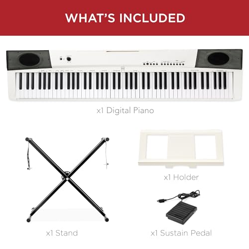88-Key Full Size Digital Piano Electronic Keyboard Set with Semi-Weighted Keys, Stand, Sustain Pedal, Built-In Speakers - Black C5993