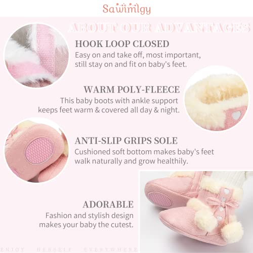 Infant Baby Plush Winter Snow Boots Ankle Side Zipper Soft Sole Boots Z46290
