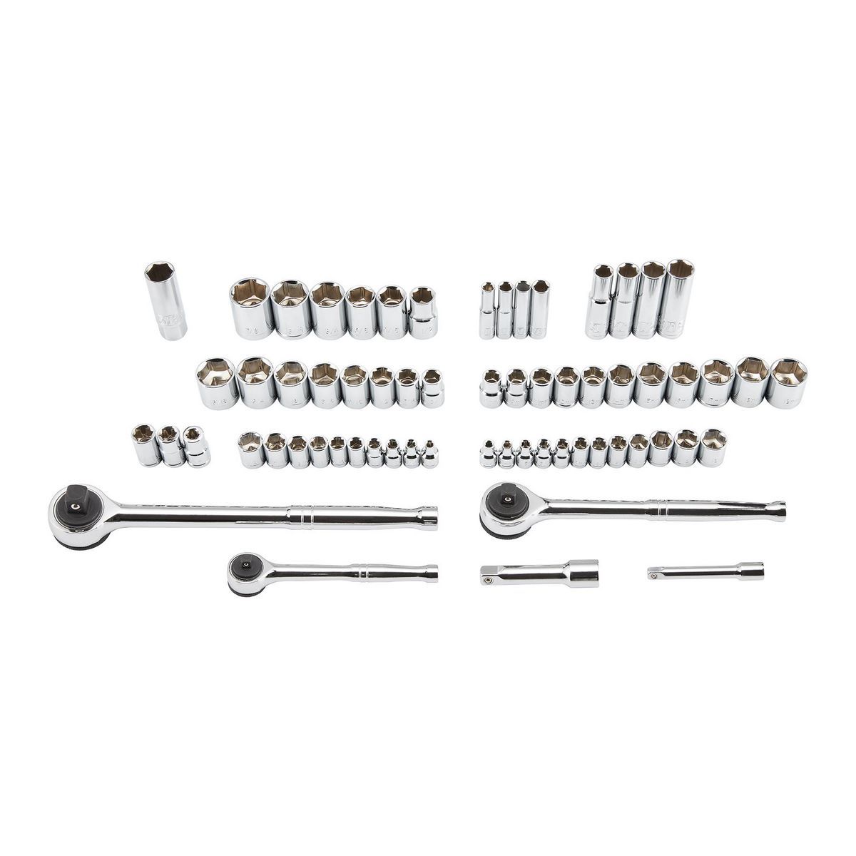 1/4 in., 3/8 in., and 1/2 in. Drive SAE and Metric Socket Set, 64-Piece C797