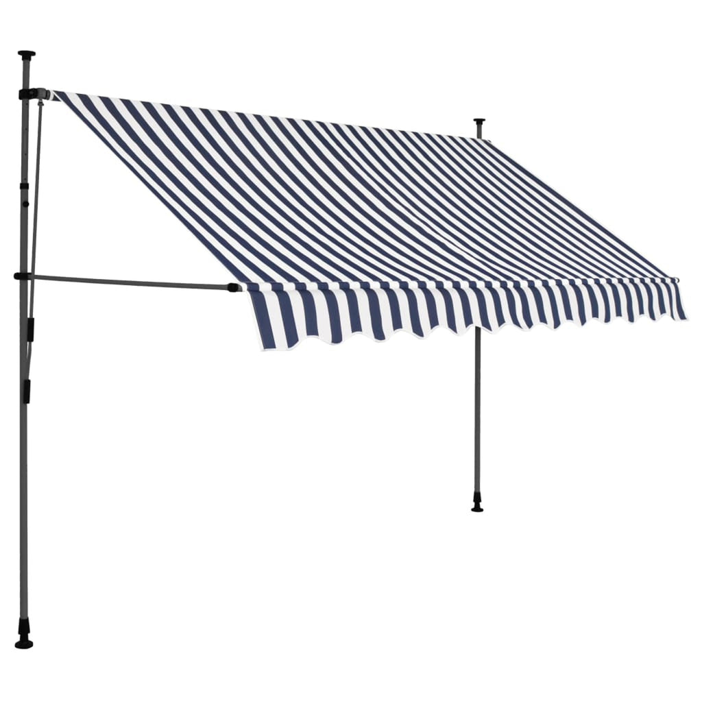 Blue and White Manual Retractable Awning L103723