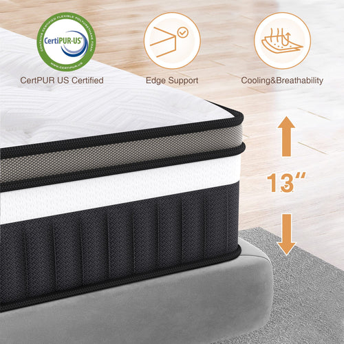 13 Inch Hybrid Innerspring Mattress with Memory Foam C721