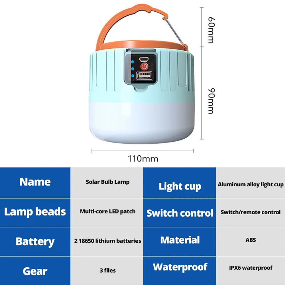 Solar Camping LED Lantern USB Rechargeable X3272