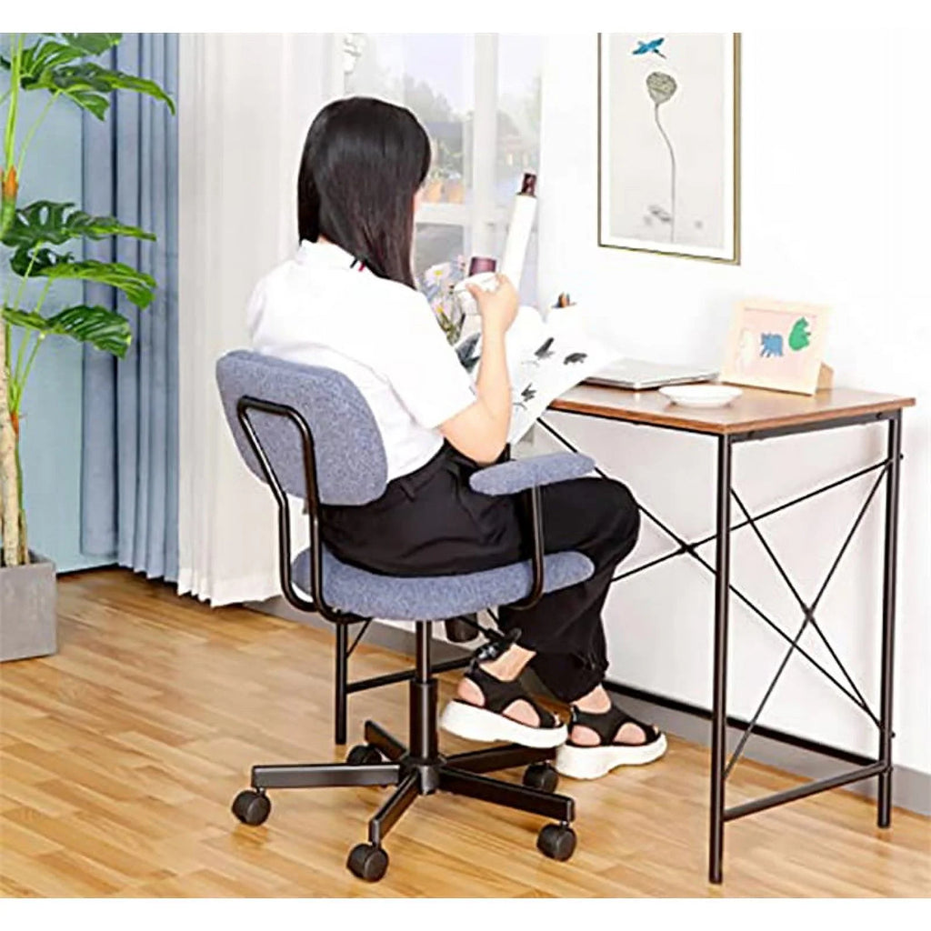 Blue Velvet Office Chair with Armrest E859209