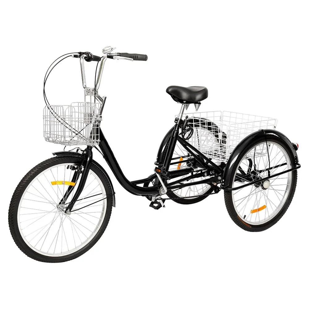 Blue 26 Wheels 7 Speed Adult Tricycle with Baskets Q129