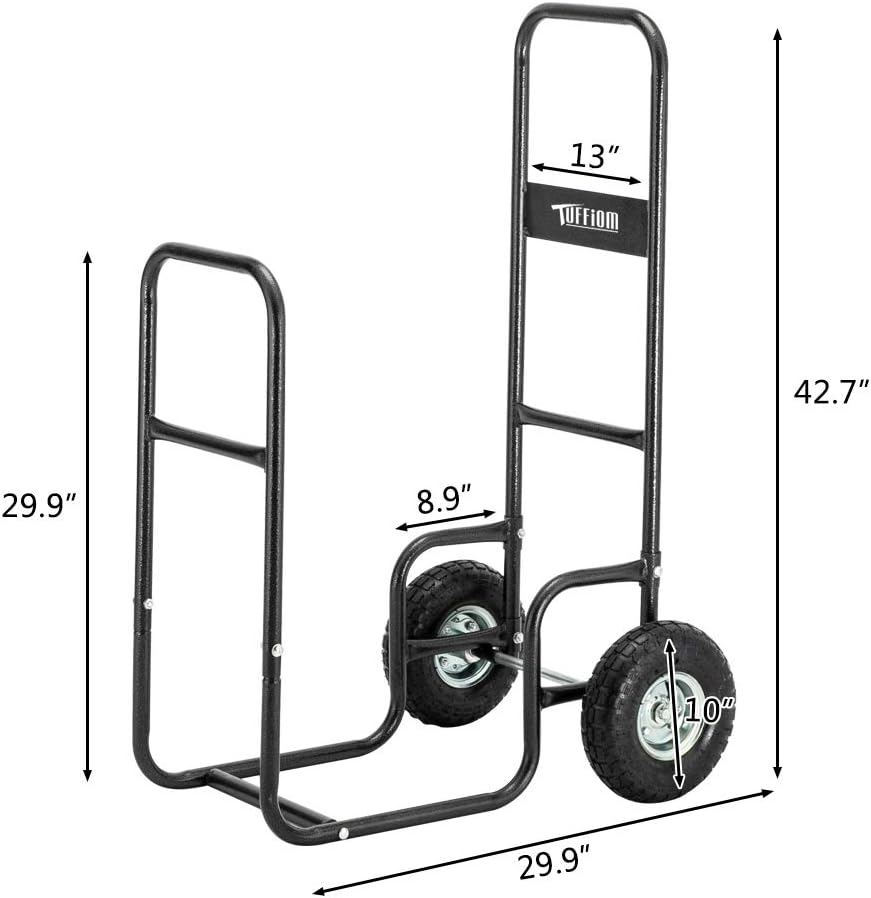 Firewood Cart Wood Hauler Log Carrier with Rolling Wheel V390