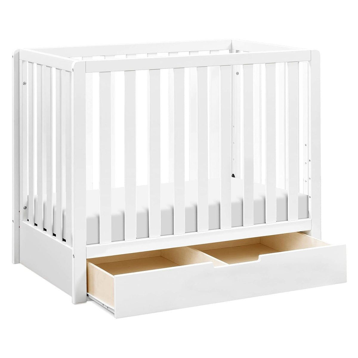 White 4-in-1 Convertible Mini Crib with Trundle Drawer R607310