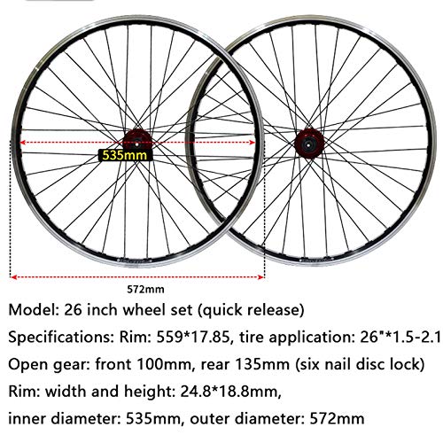 26 Inch Bicycle Wheelset 32 Hole Disc Brake V Brake Quick Release Double Layer Rim 7-8-9 Speed Wheel B99515