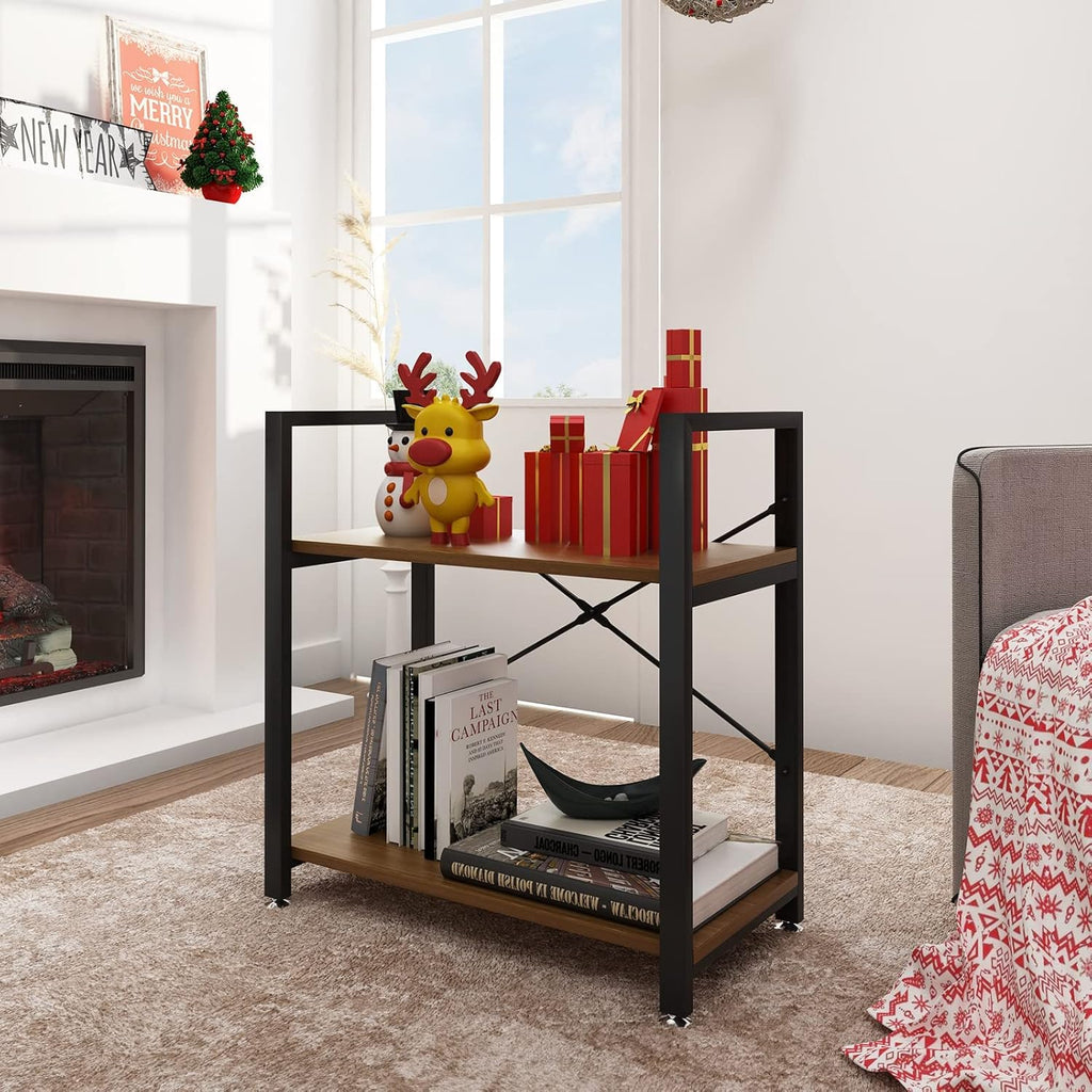 2 Tier Industrial Style Bookshelf Storage Rack Q7754