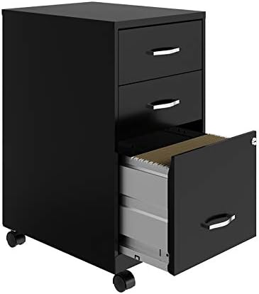 3 Drawer Metal Mobile File Cabinet with Lock, Black D27328