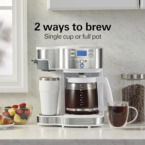 12 Cup Programmable Drip Coffee Maker & Single Serve Machine, Glass Carafe, White E6714