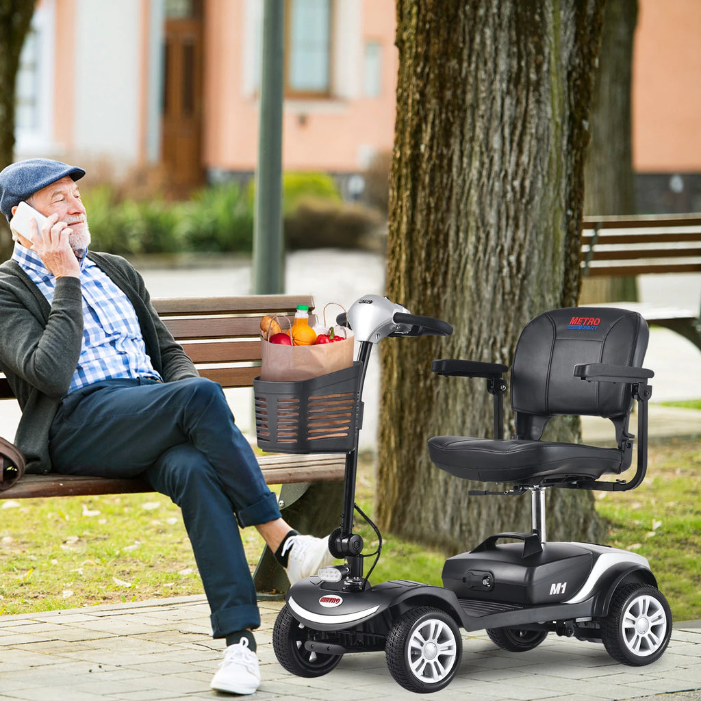 4-Wheel Mobility Scooter with Detachable Basket, Silver O189