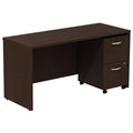Mocha Cherry Desk Credenza with 2 Drawer Mobile Pedestal C185924