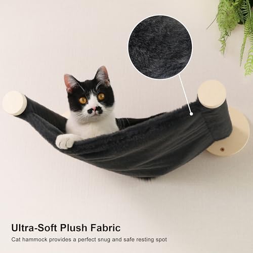 5-Piece Wooden Cat Wall Shelves with Hammock S544