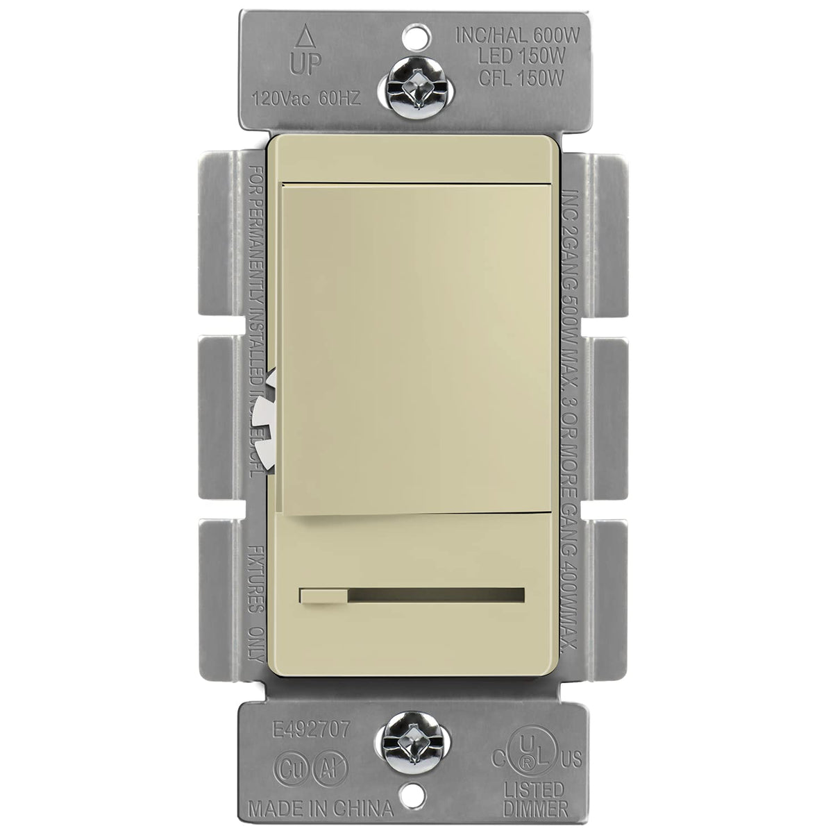 Slide Dimmer Switch with Wall Plate, Single Pole or 3 Way, 150W LED, 6 Pack Z742