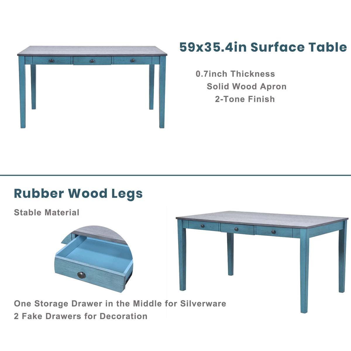 6 Piece Wood Dining Table Set with 4 Upholstered Chairs and Bench B892