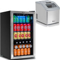 118-Can Mini Fridge with Glass Door and 40LB Per Day Stainless Steel Ice Maker R10660
