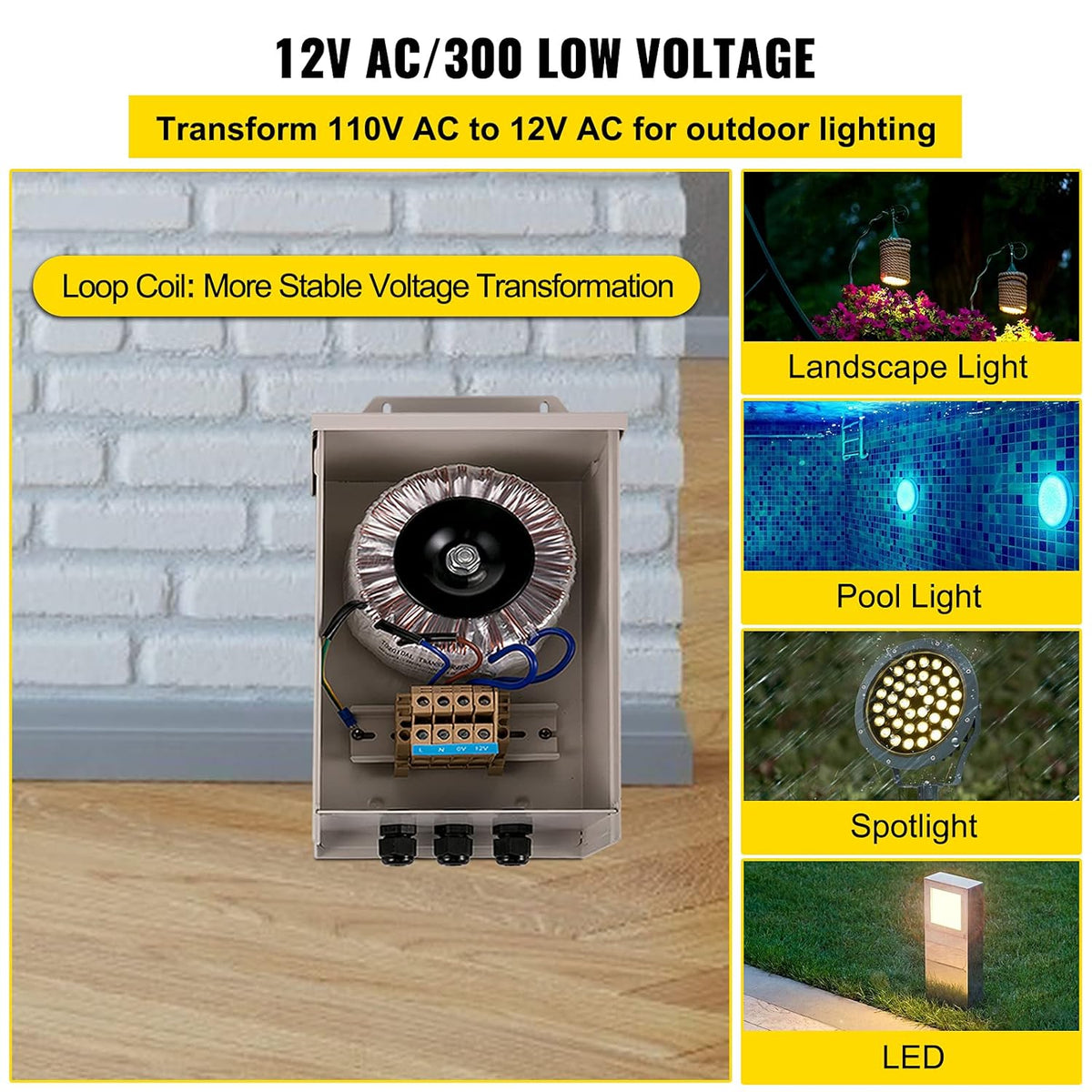 300 Watt Low Voltage Landscape Lighting Transformer J826