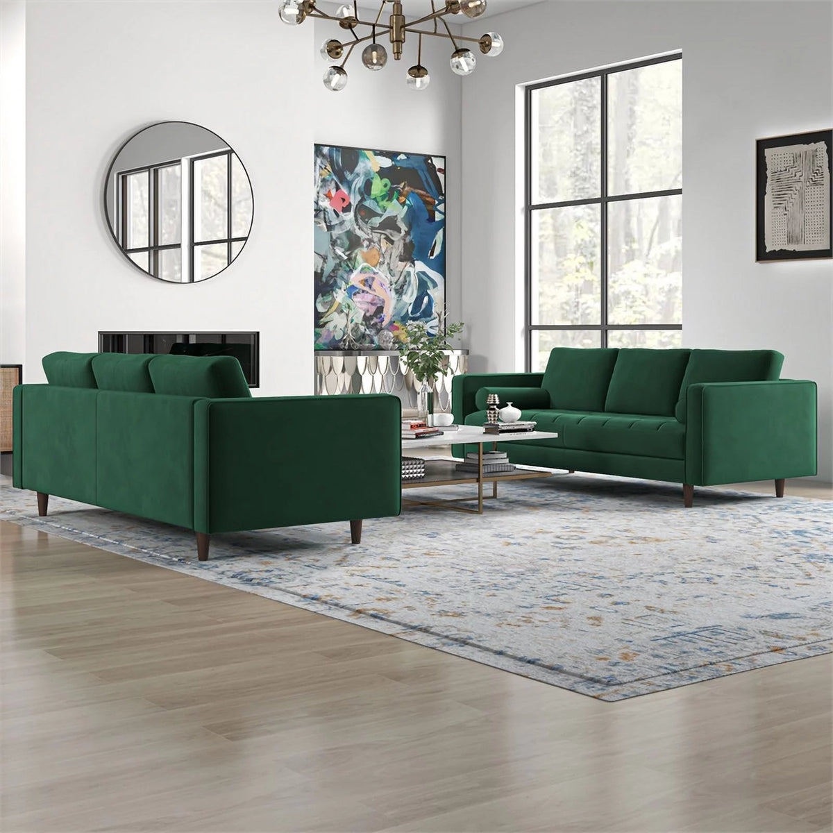 Green Velvet Sofa Set I24636