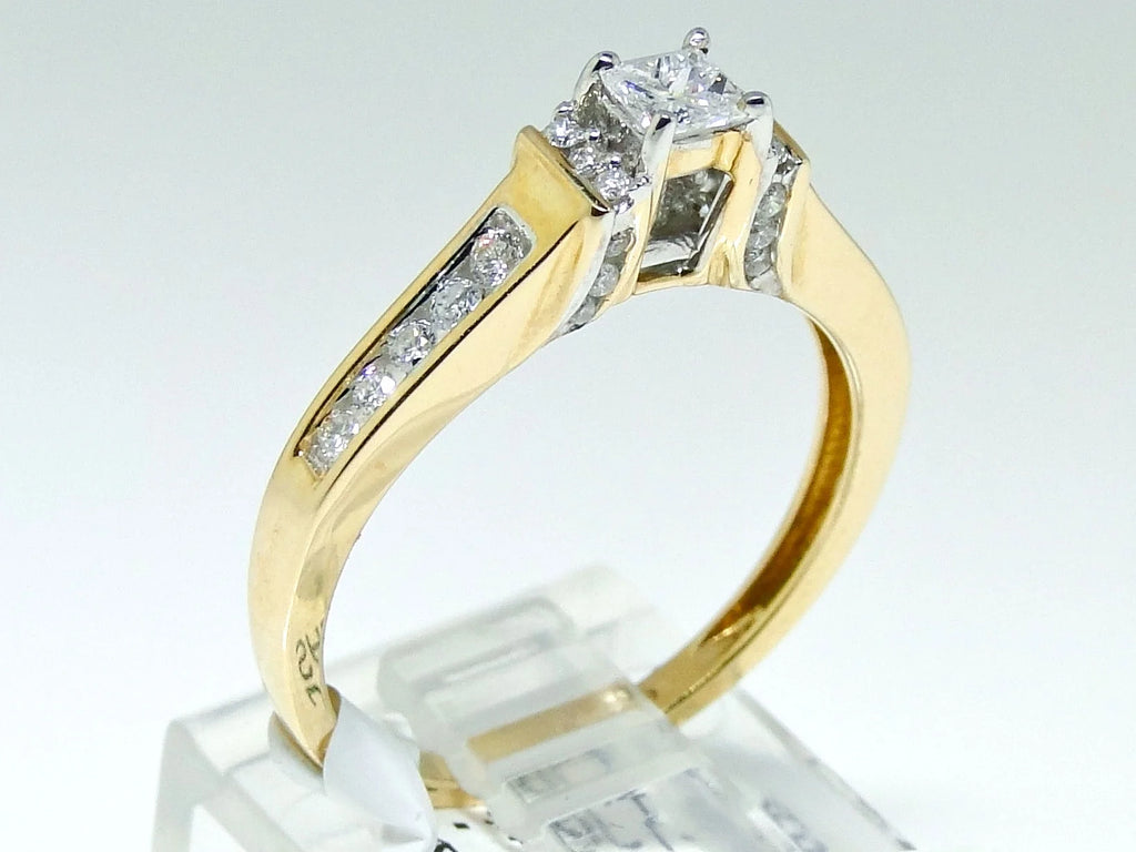 14k Yellow Gold Princess Cut Diamond Ring 0.38Ct O486393
