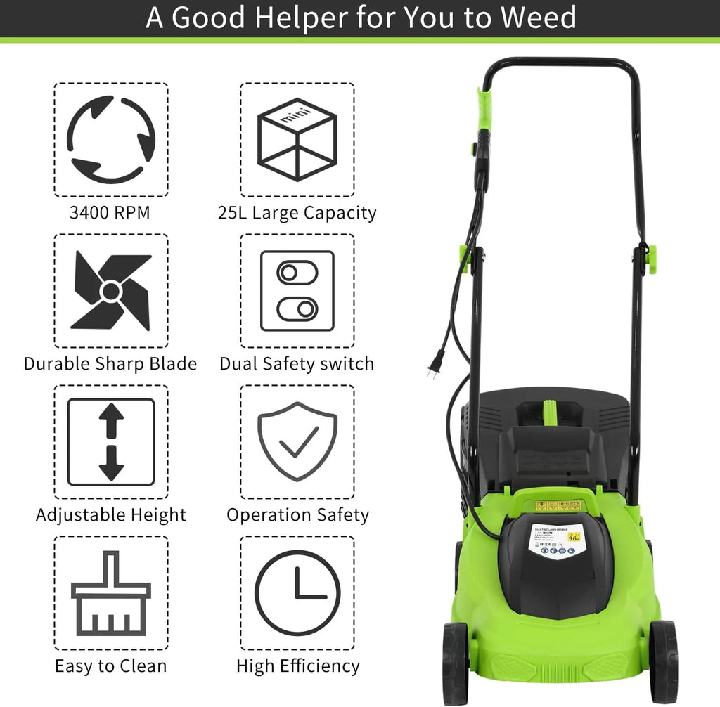 13-inch 12-Amp Electric Lawn Mower with 25L Collection Box W119309