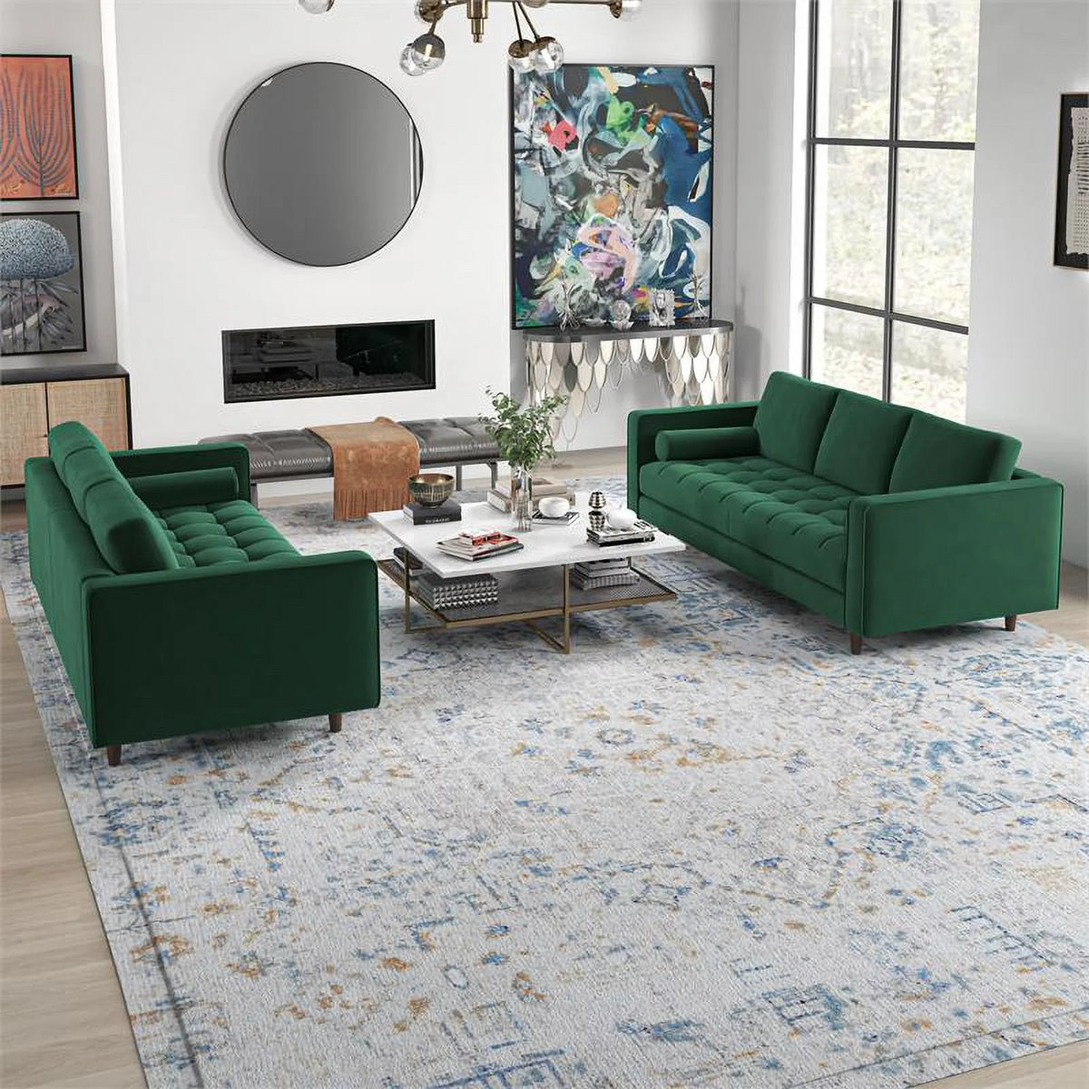 Green Velvet Sofa Set I24636