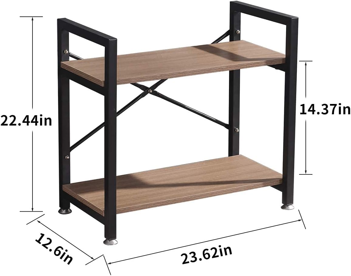 2 Tier Industrial Style Bookshelf Storage Rack Q7754