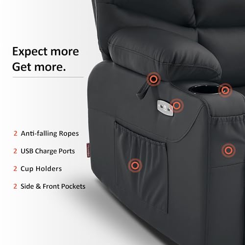 Power Lift Recliner Chair with Extended Footrest Faux Leather L494
