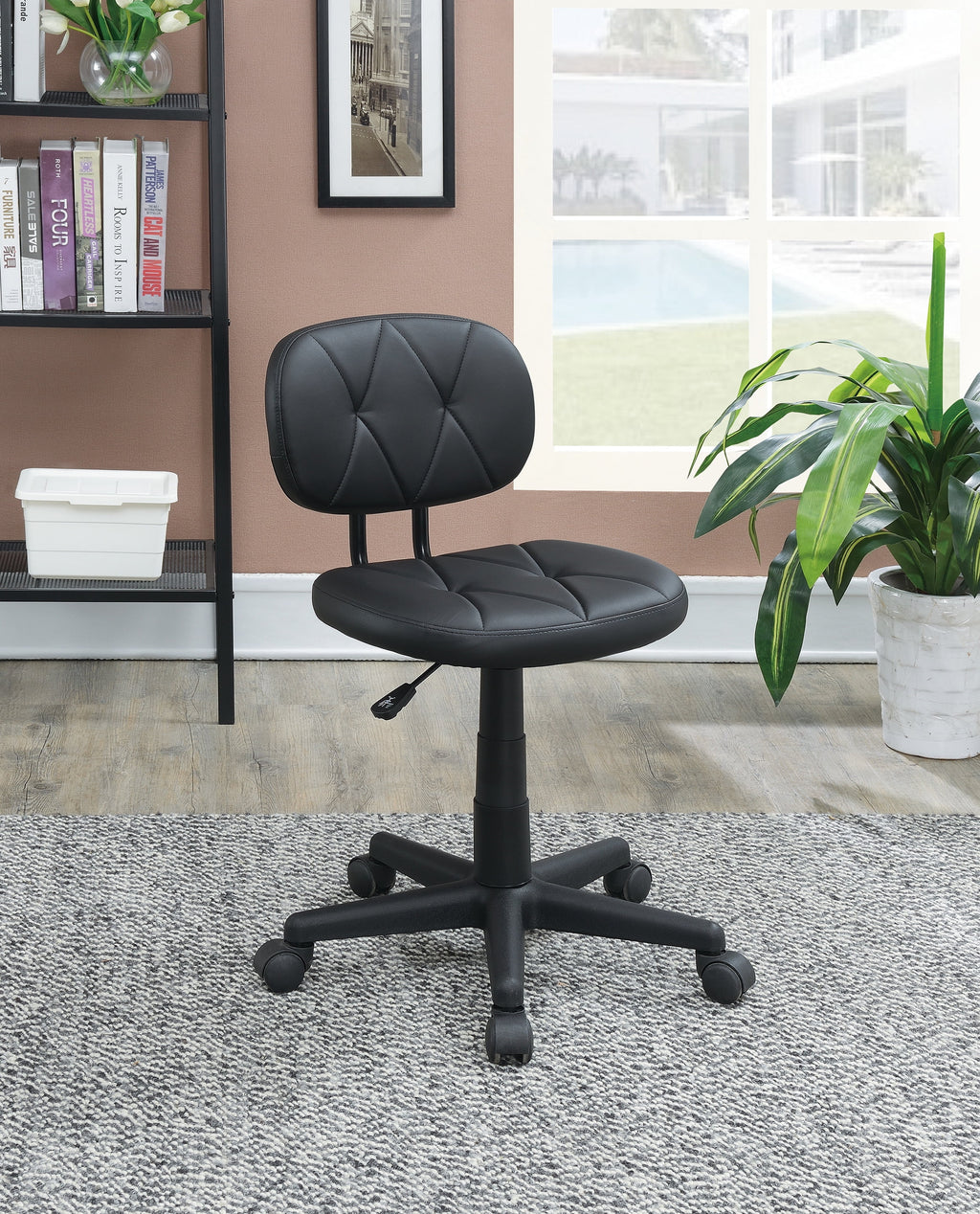 Black PU Leather Low-Back Office Chair J3009