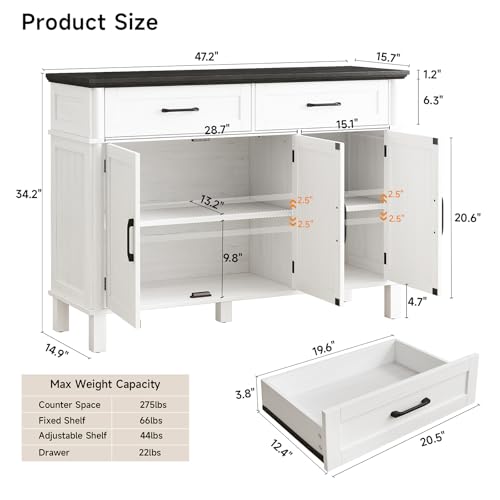 Black 48 Inches Buffet Cabinet with Storage C54700