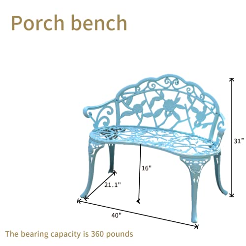 Light Blue Metal Aluminum Garden Bench N4624