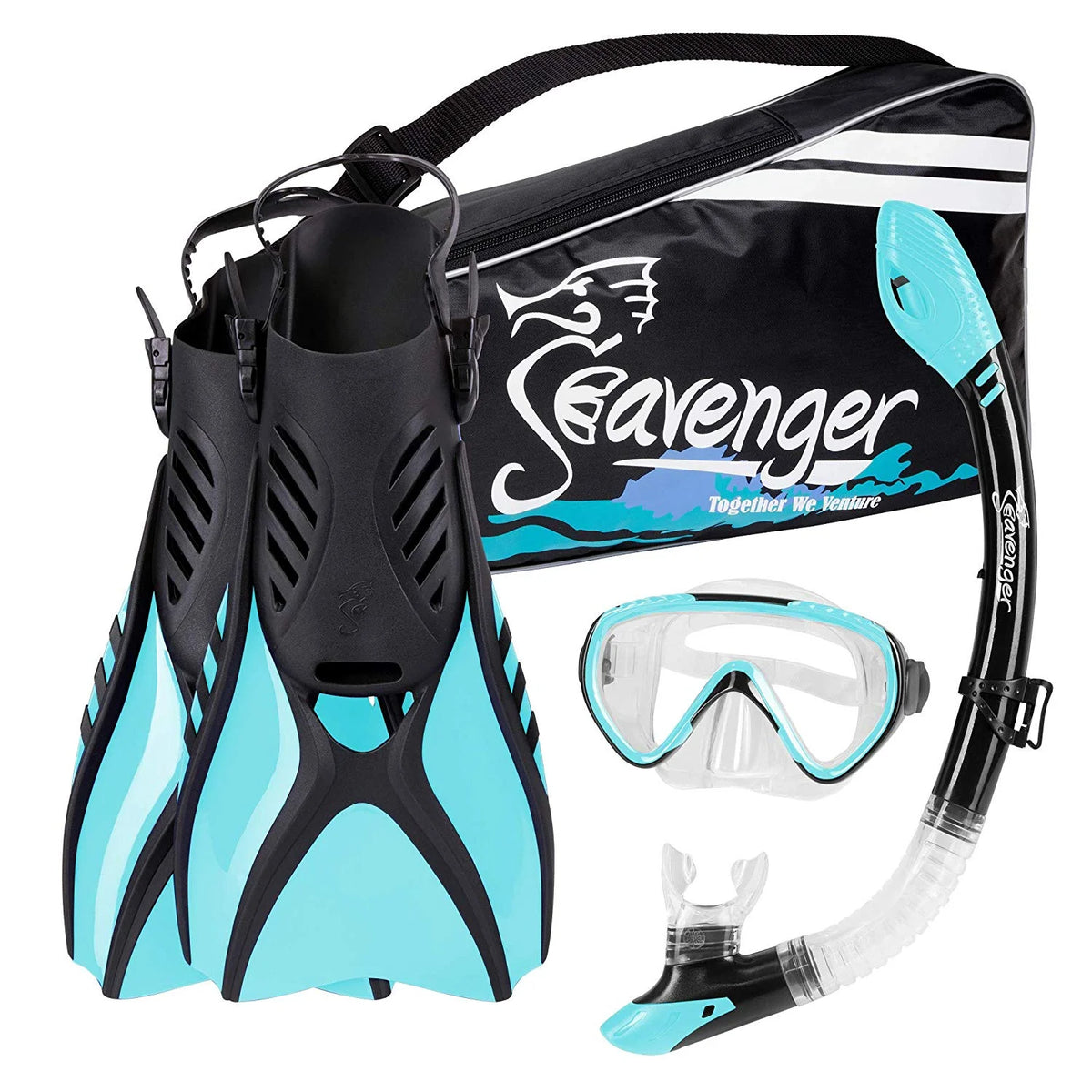 Sky Blue Snorkeling Set with Fins, Snorkel, Mask and Gear Bag P16055