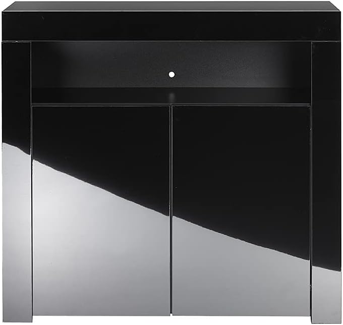 Black Gloss Matt Kitchen Sideboard Cabinet with LED Lights and Internal Shelves D4423