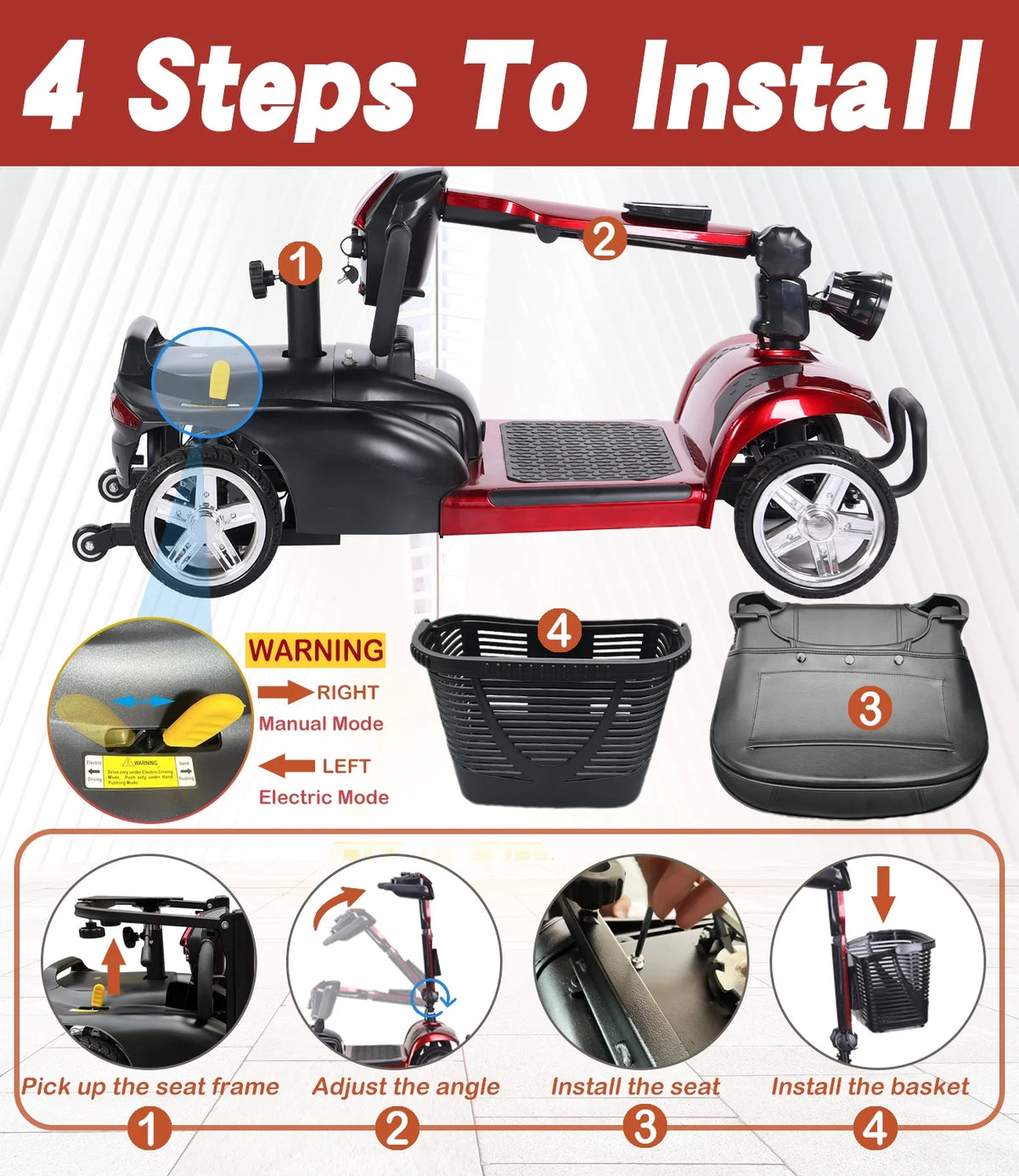 4 Wheel Electric Powered Mobility Scooter T4503