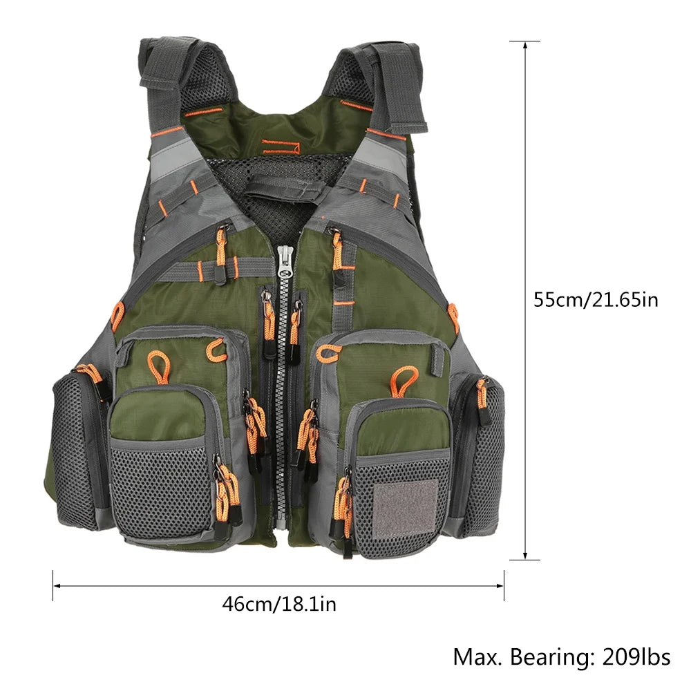 Breathable Utility Vest with 11 Zippered Pockets and Reflectors F326