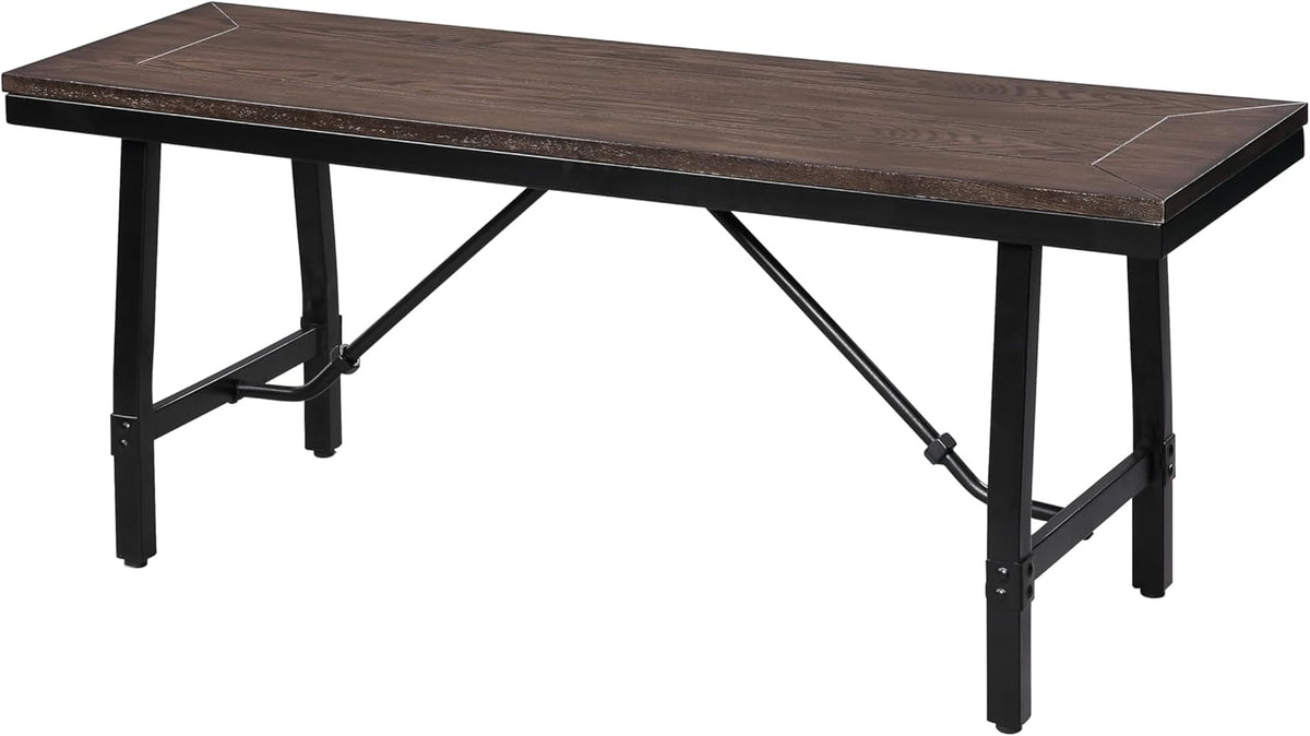 Oak and Black Rectangle Bench S8379