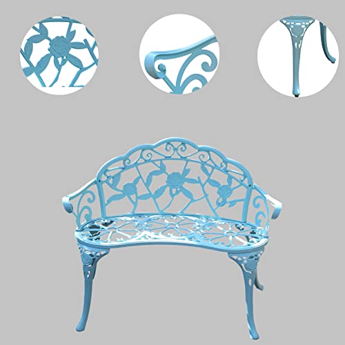 Light Blue Metal Aluminum Garden Bench N4624