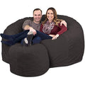 6ft Grey Suede Bean Bag Chair & Footstool P80349