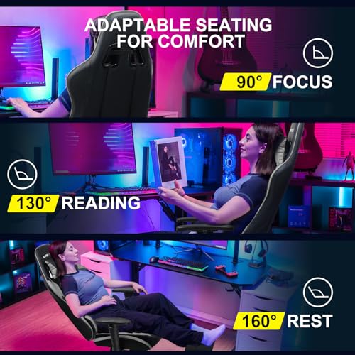 Blue Gaming Chair with Footrest R555876