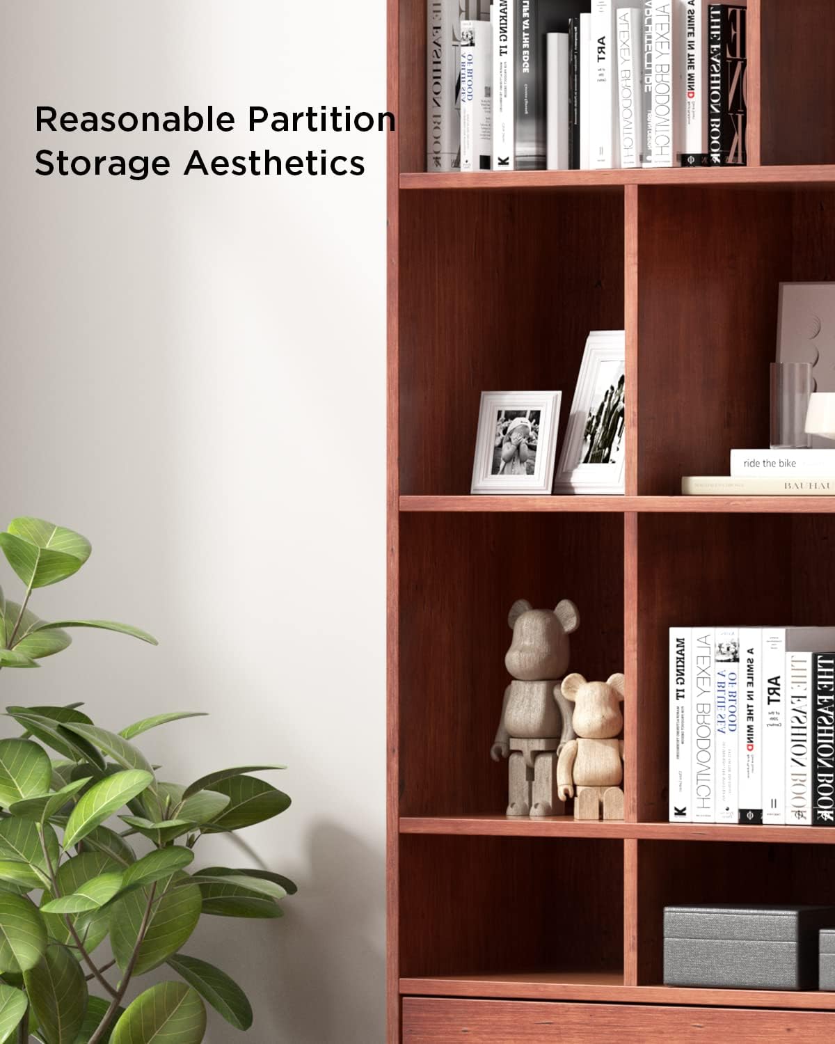 Brown 4 Tier Bookcase with Doors and Drawers V69838