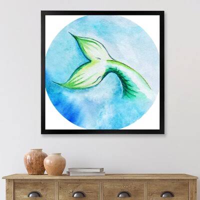 Mermaid Fish Tail Painting on Canvas Black Picture Frame 16x22 V522