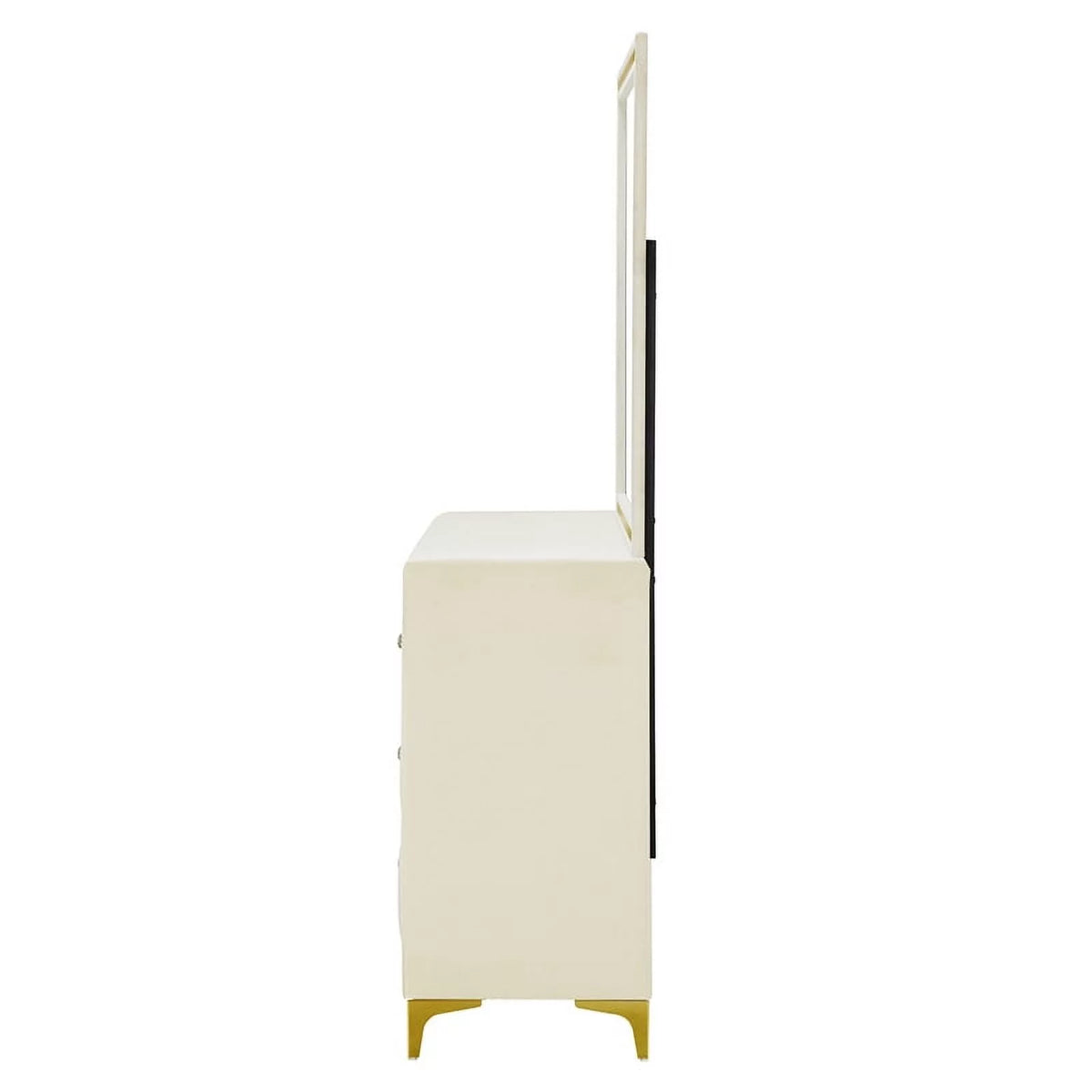 Velvet 6 Drawer Dresser with Mirror and Gold Legs in Cream W673237